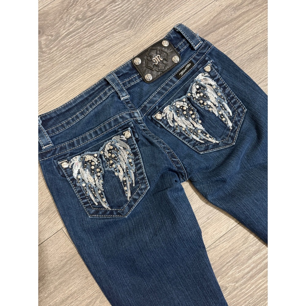 Miss Me JE5684TL Straight Size 26 Jeans Dark Wash Angel Wing Rhinestone Y2K